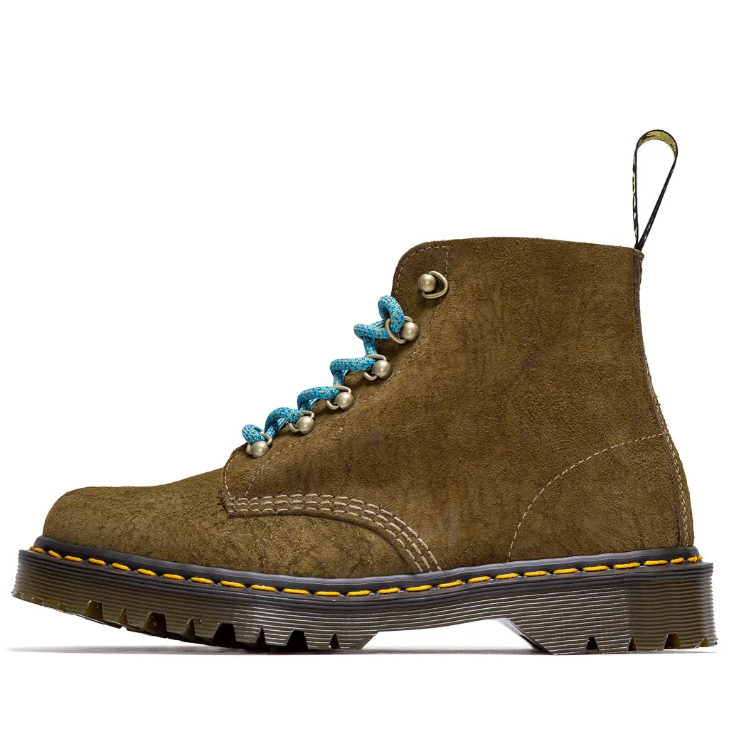 Dr. Martens 101 Rough Finished Suede Ankle Boots - Olive Mohawk