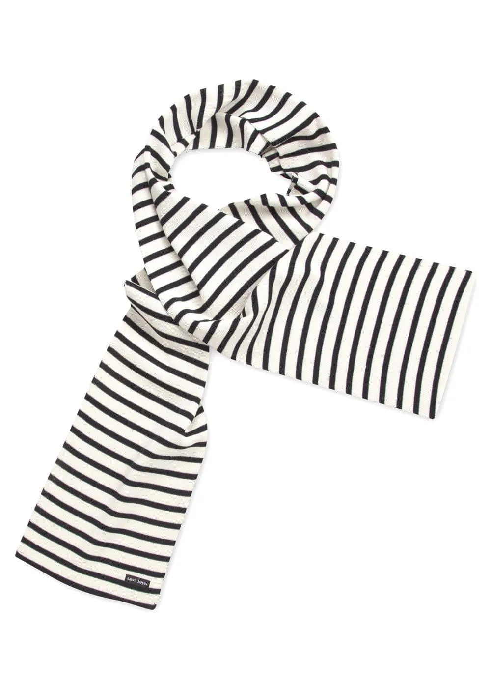 DUGUAY - Striped Scarf in Comfortable Wool Blend (IVORY / NAVY)