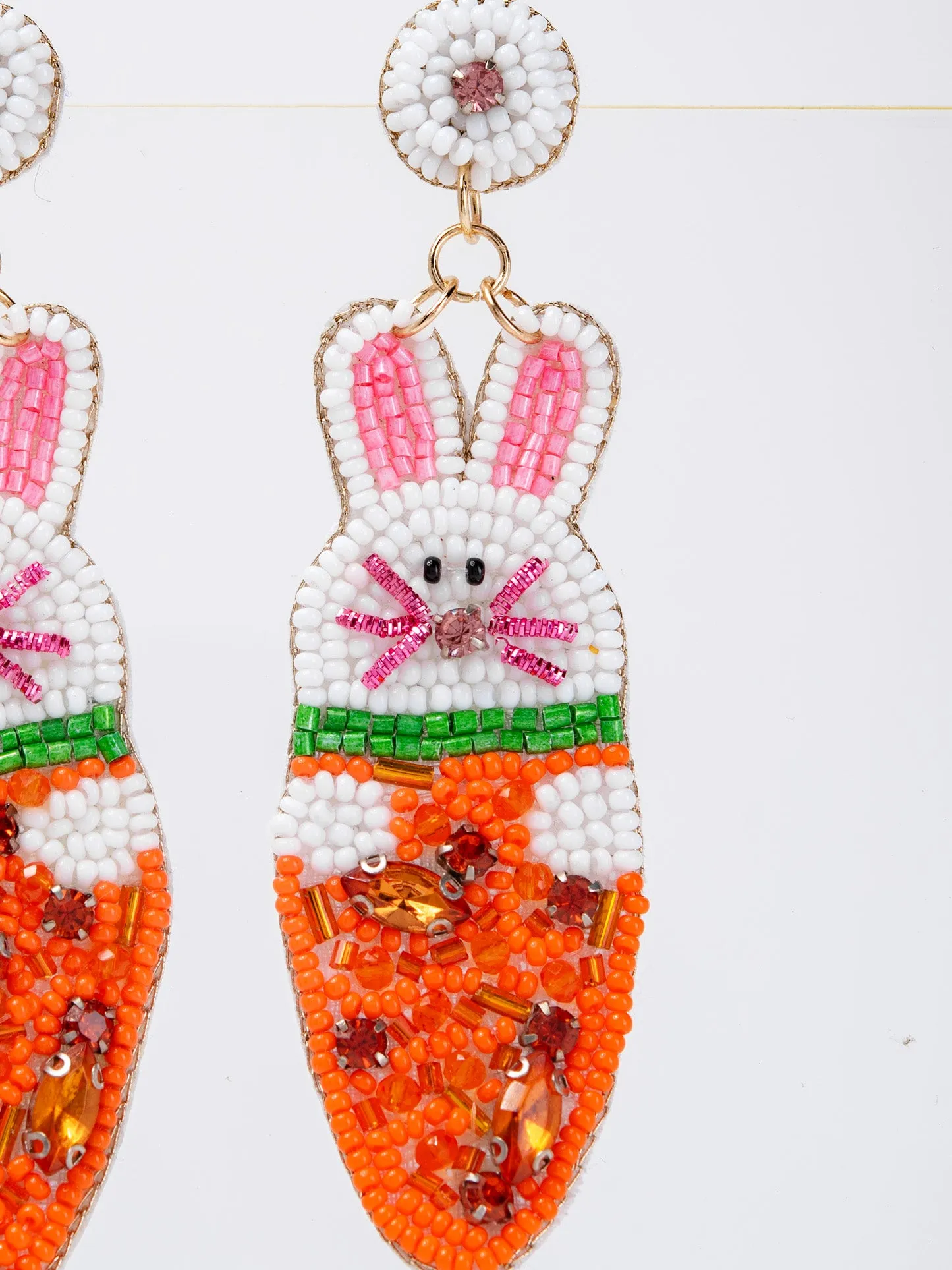 Easter Bunny Carrot Beaded Gemstone Earrings