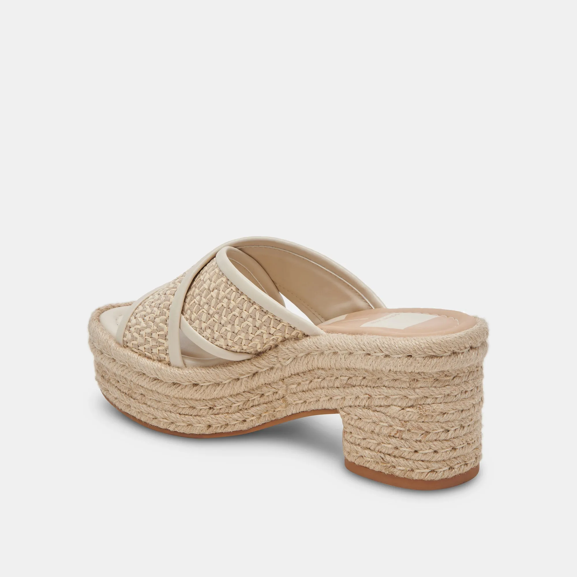 ELDORA HEELS NATURAL WHITE RAFFIA