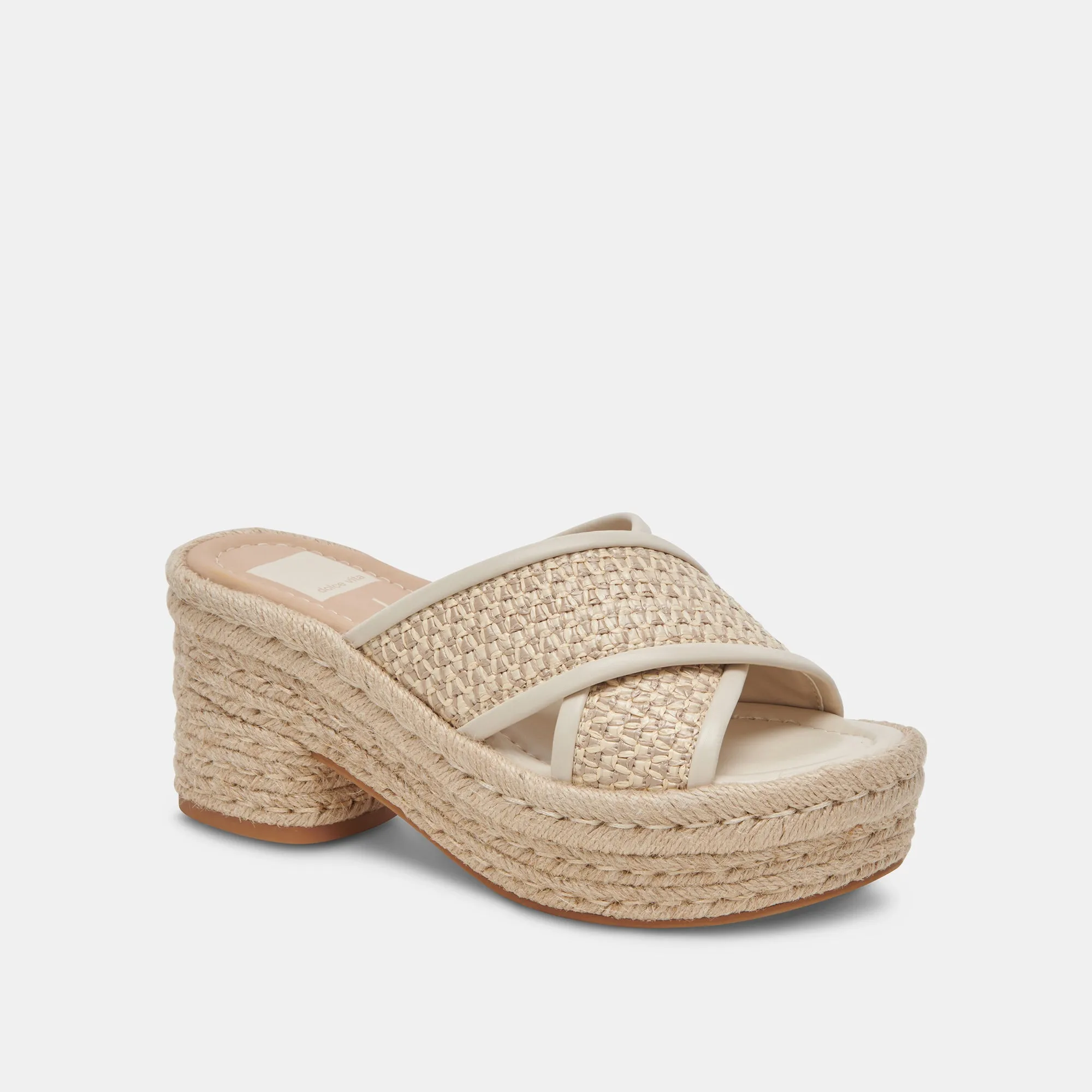 ELDORA HEELS NATURAL WHITE RAFFIA