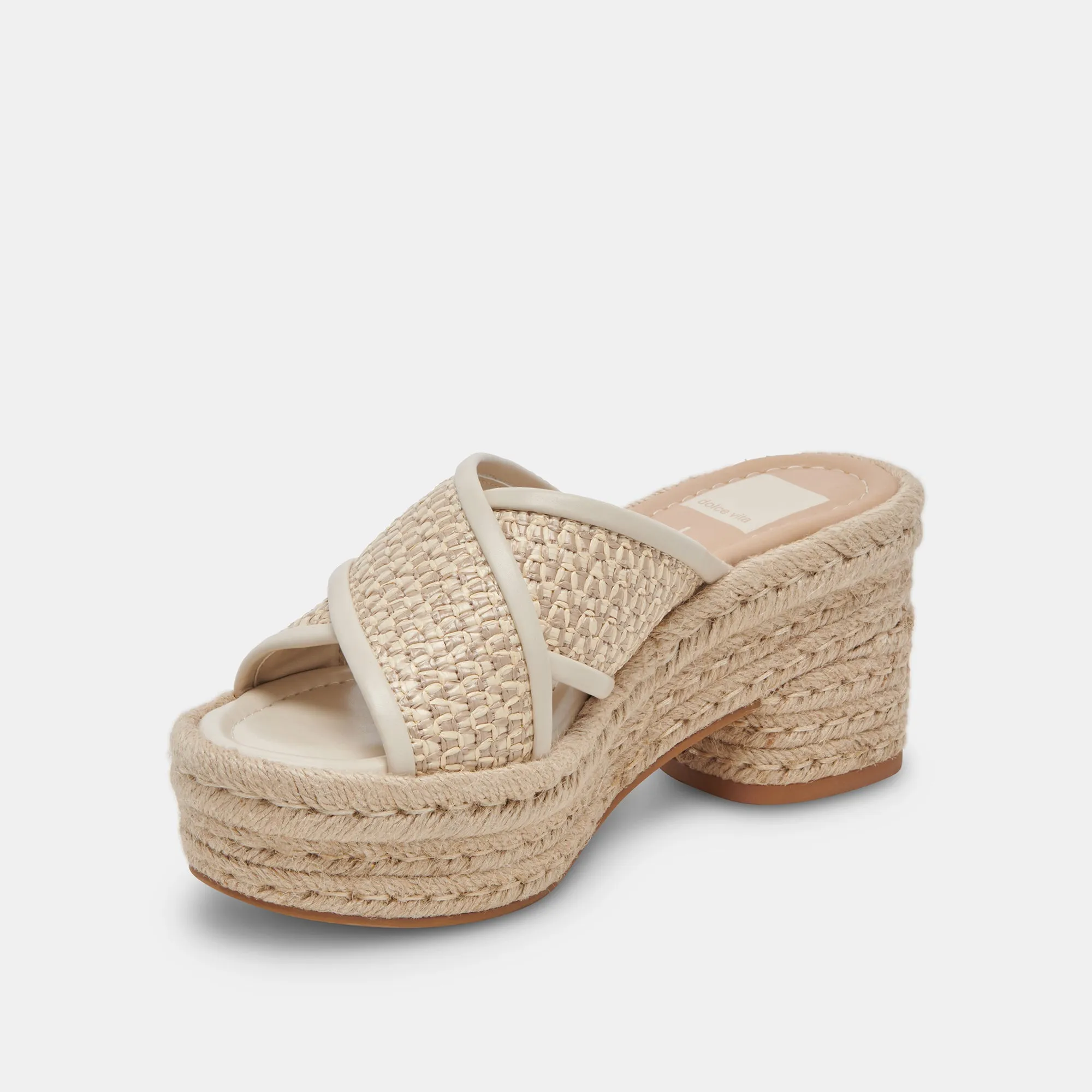 ELDORA HEELS NATURAL WHITE RAFFIA