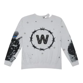 Embellished Sweatshirt - White "Shoot At Sight"