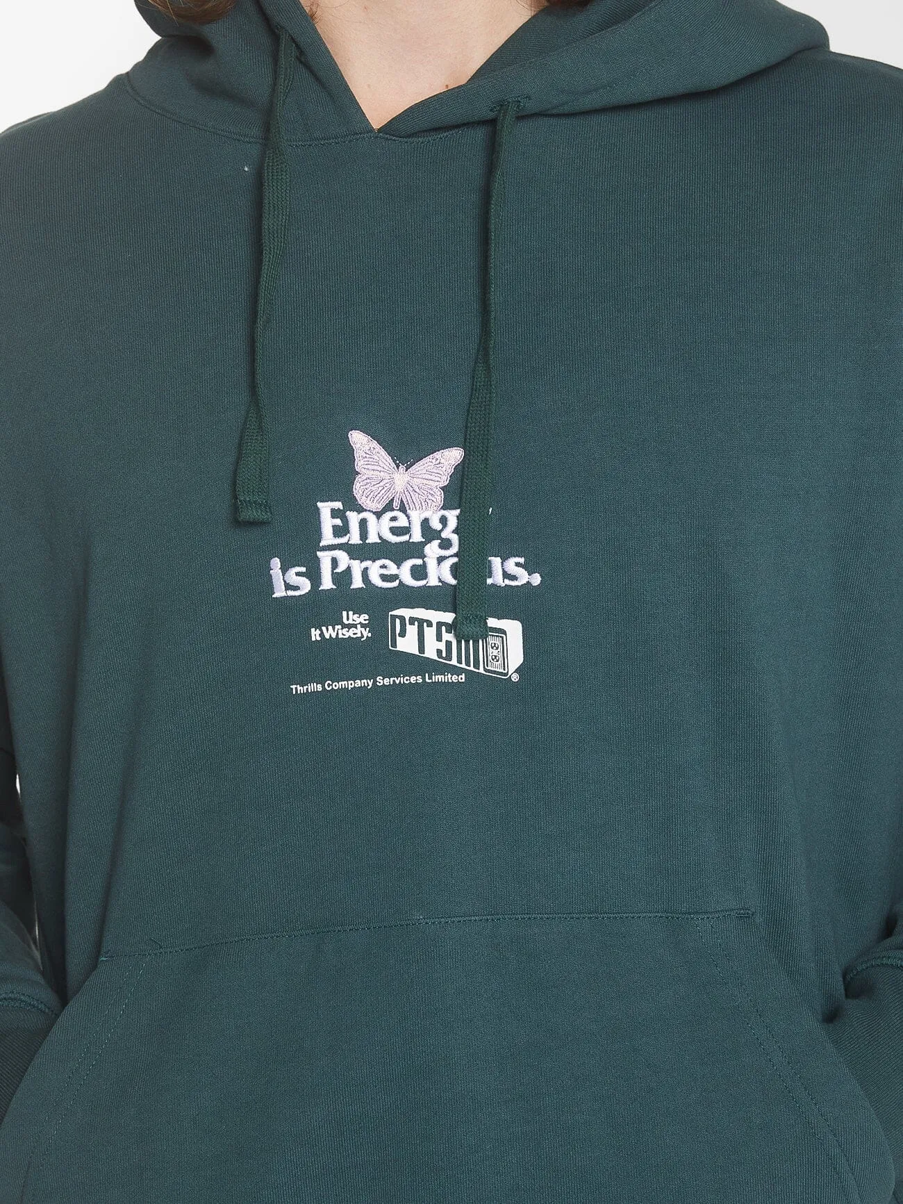 Energy is Precious Slouch Pull on Hood - Dark Jade