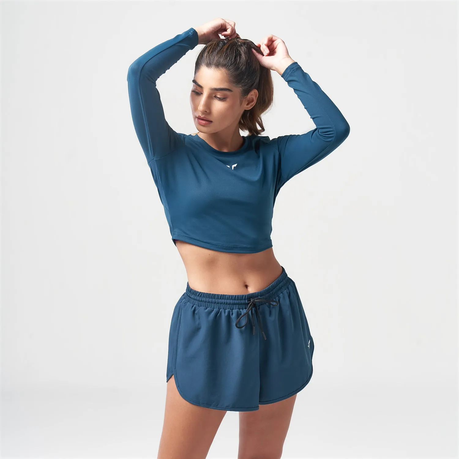 Essential Full Sleeves Crop Top - Teal