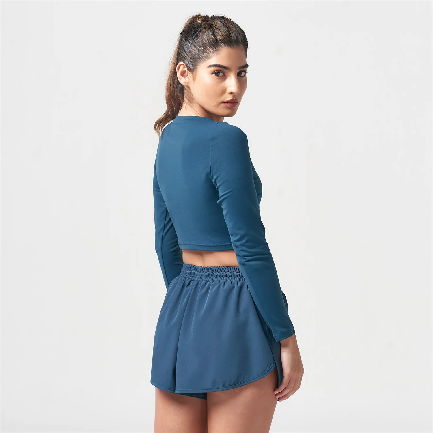 Essential Full Sleeves Crop Top - Teal