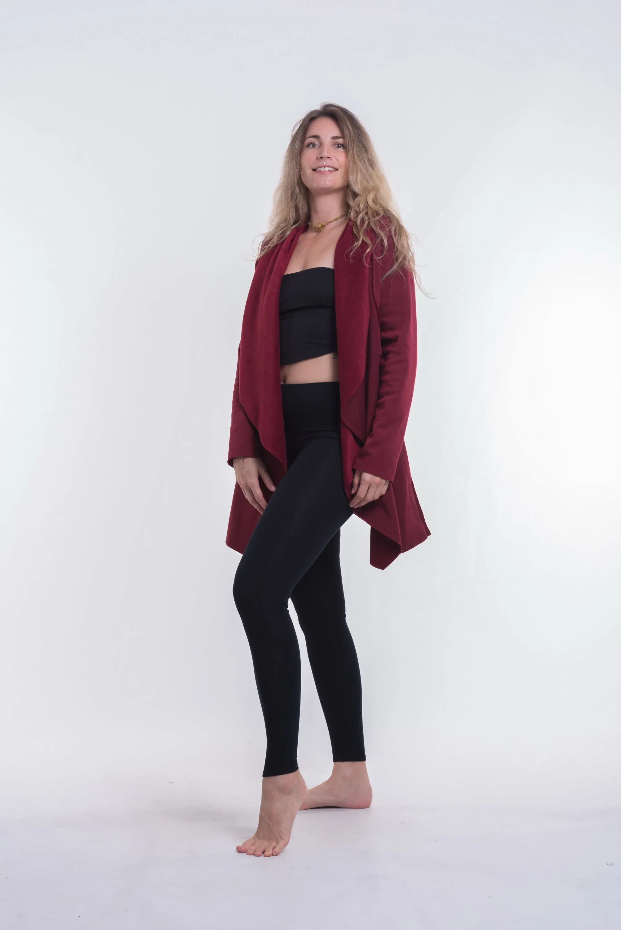 Fleece Cardigan in Red