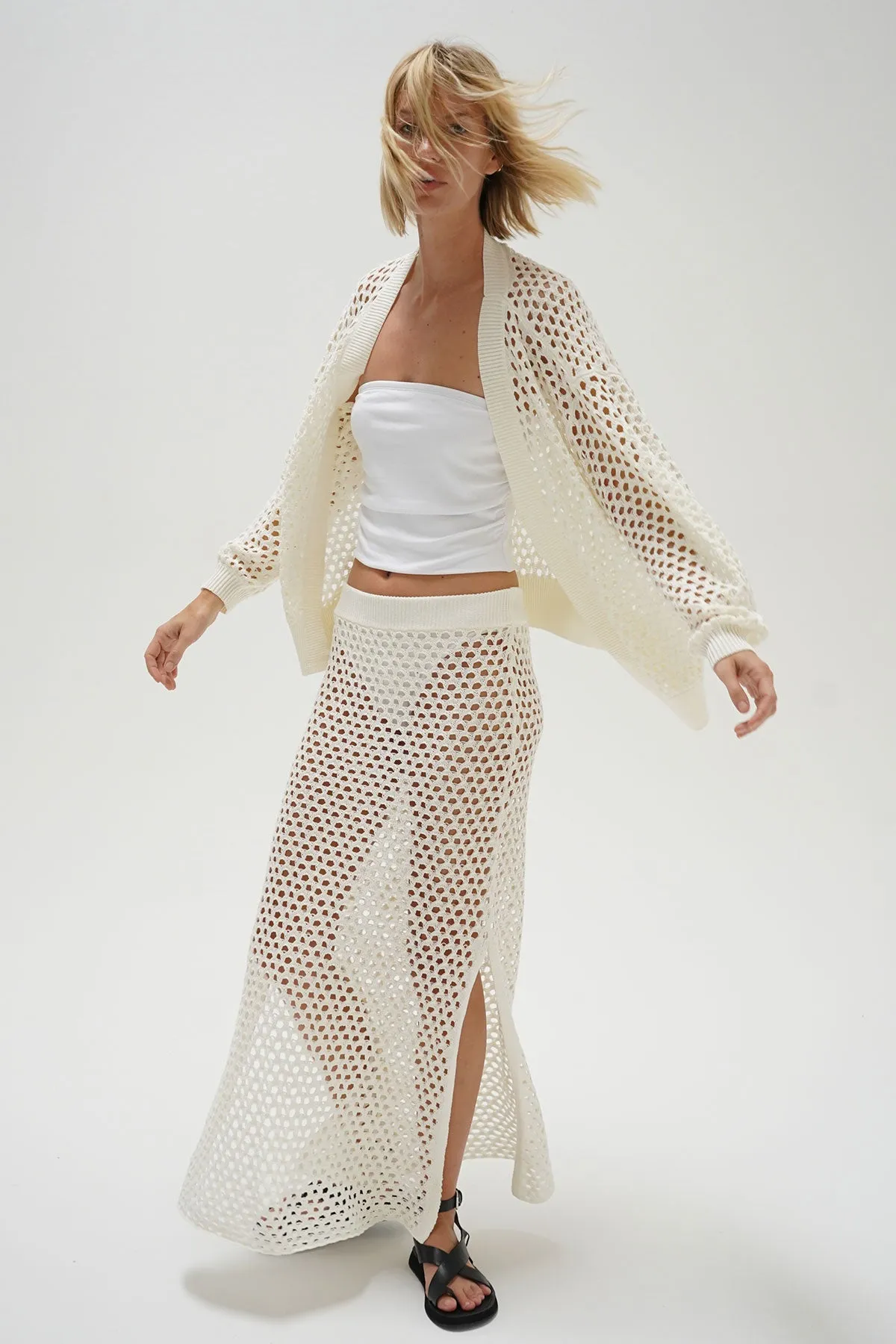 Frankie Open Knit Cardigan - Ivory