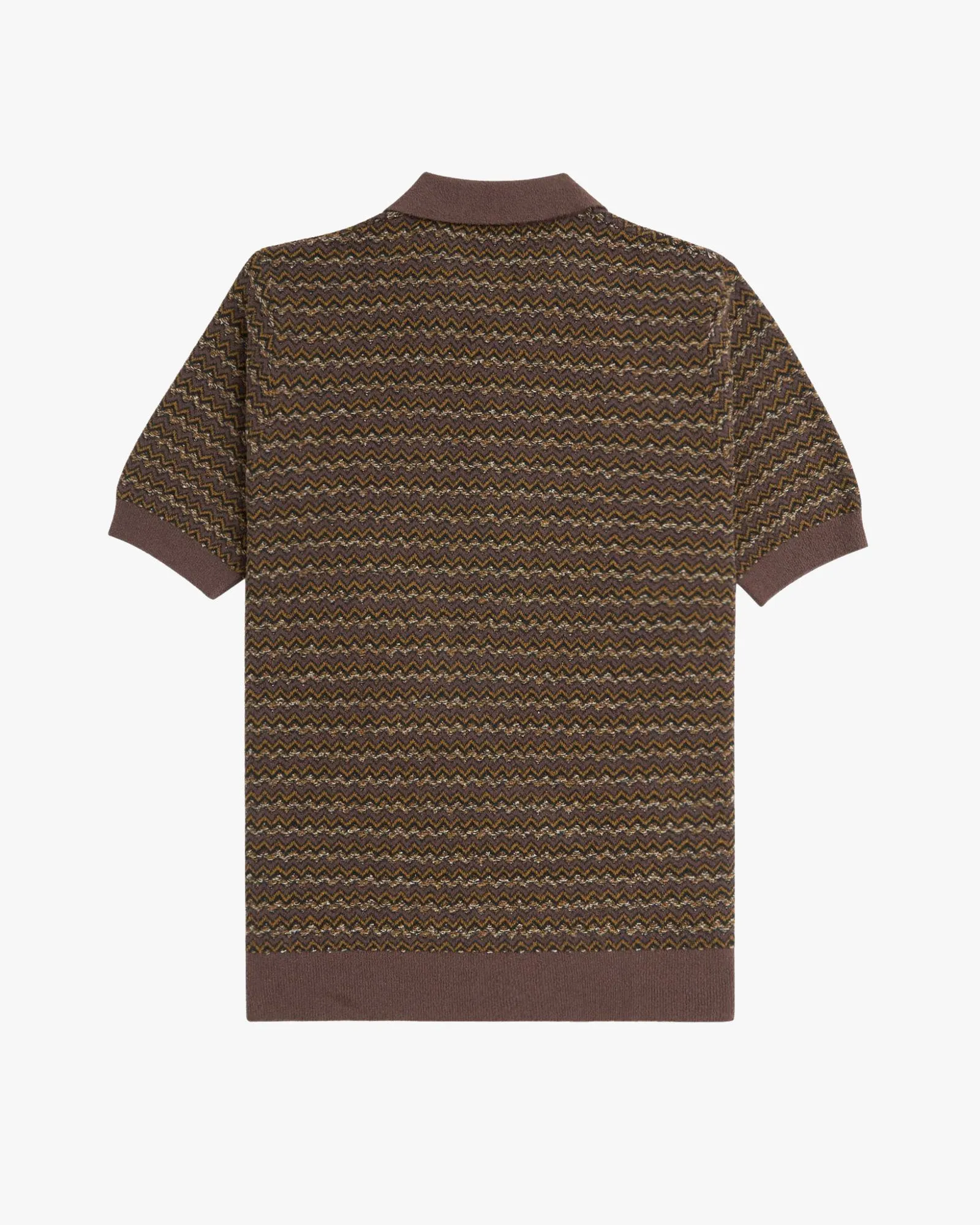 Fred Perry Boucle Jacquard Knitted Polo Shirt - Carrington Road Brick