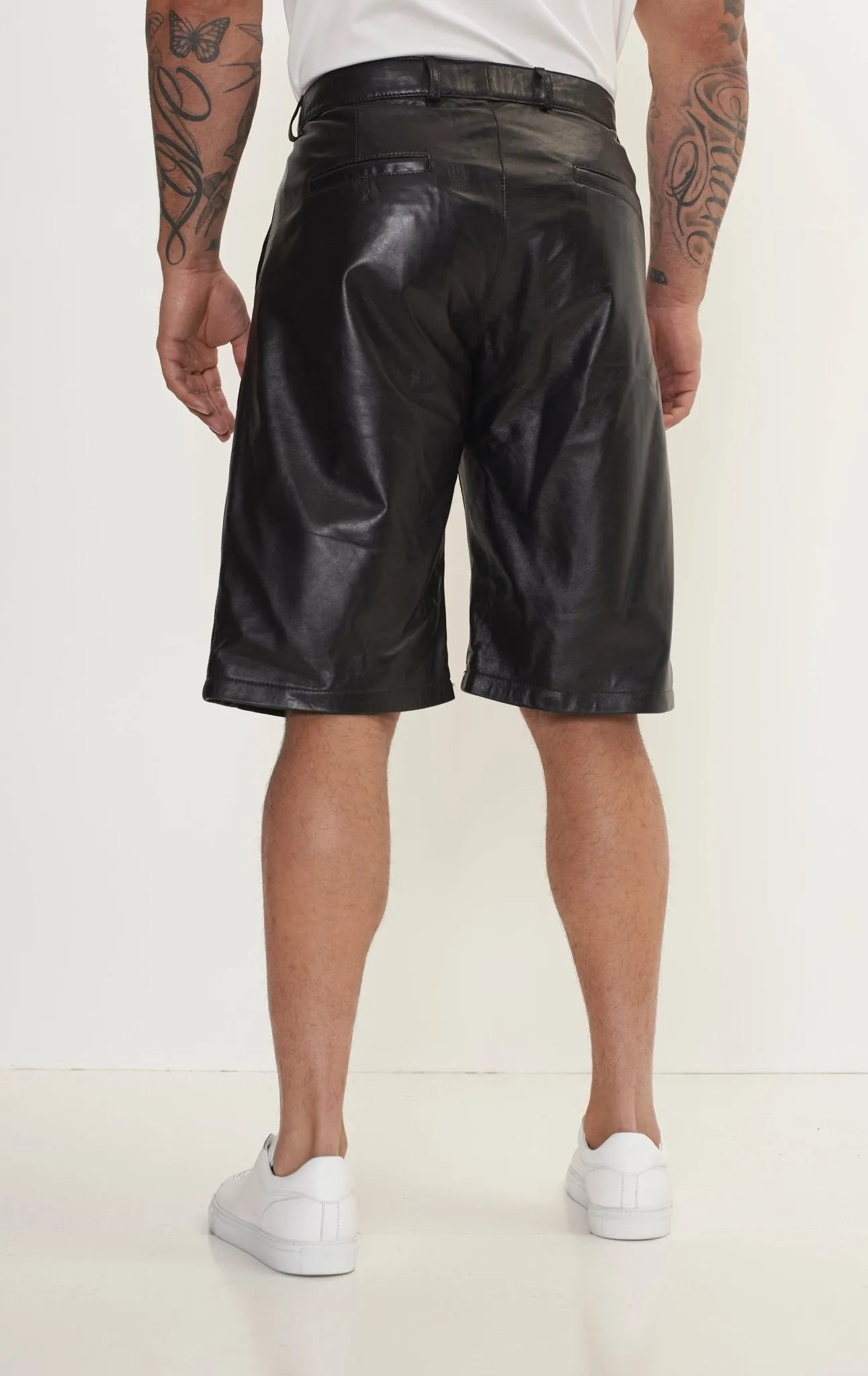 Genuine Lambskin Leather Shorts - Black