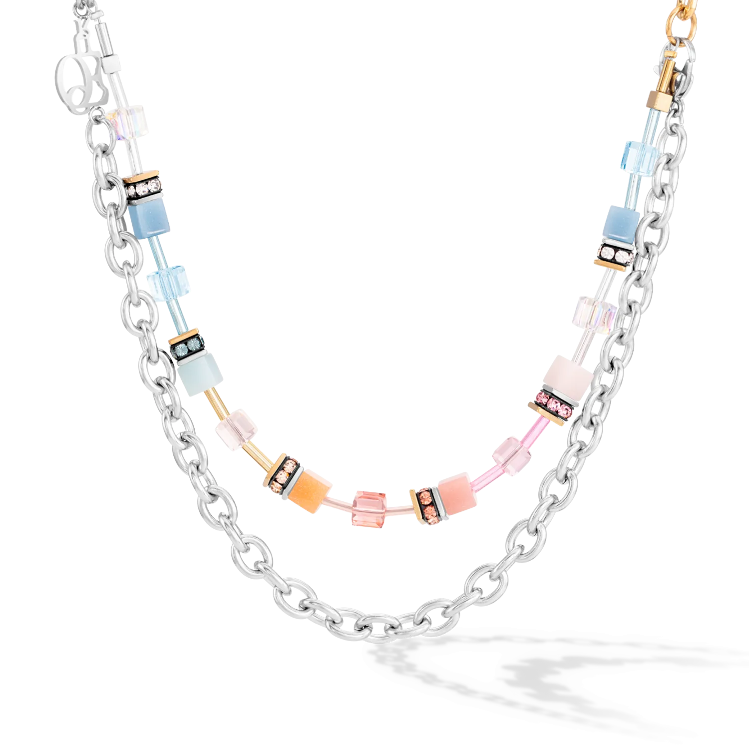 GeoCUBE® Iconic Fusion Chain necklace aqua-apricot