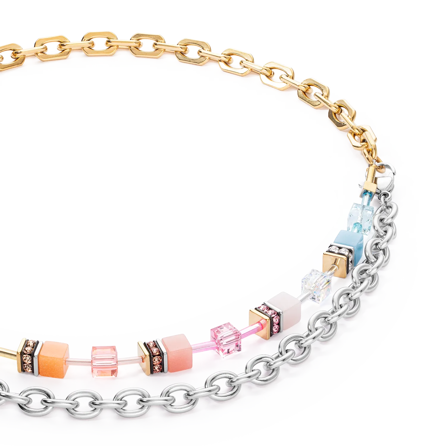 GeoCUBE® Iconic Fusion Chain necklace aqua-apricot