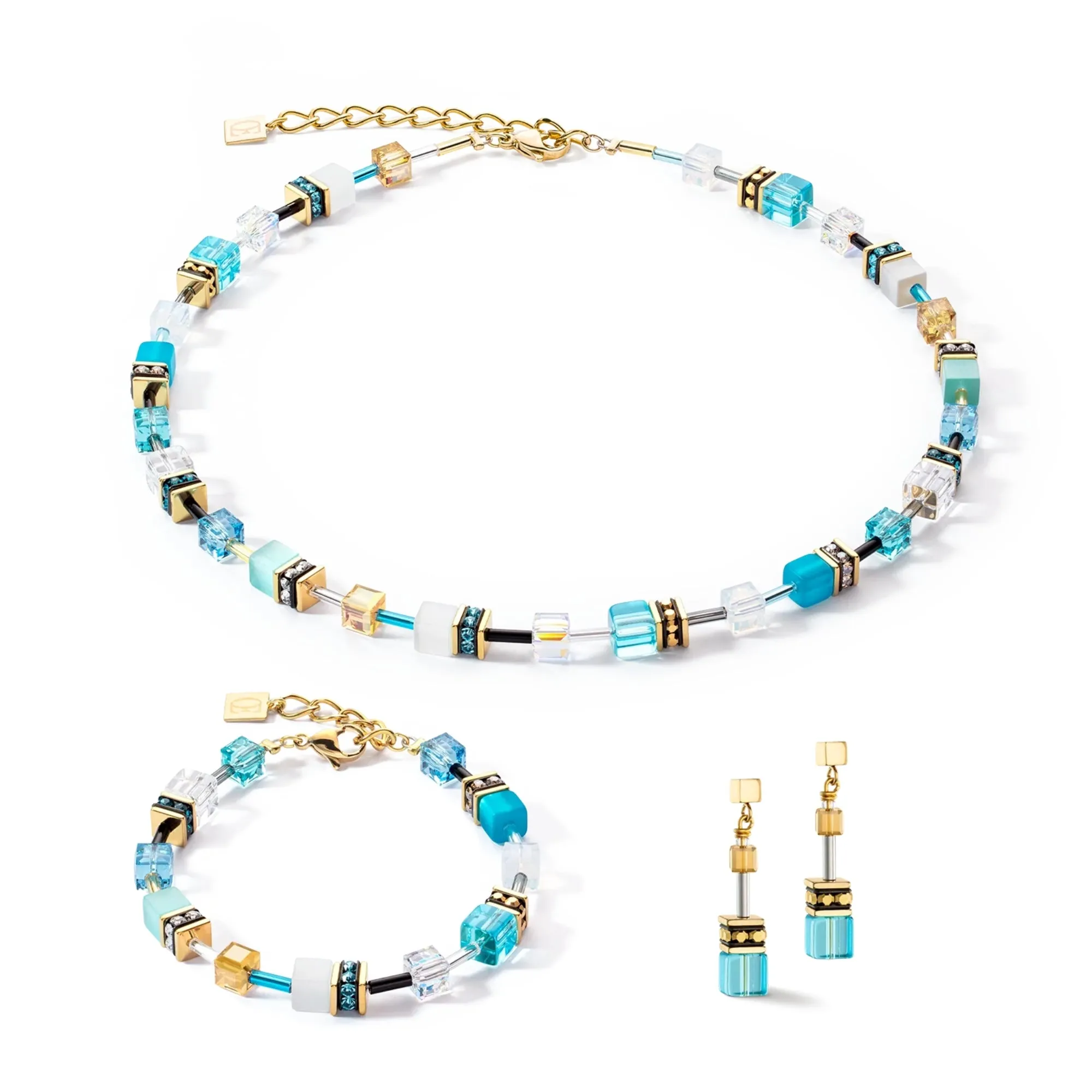 GeoCUBE Iconic Gold Turquoise Earrings