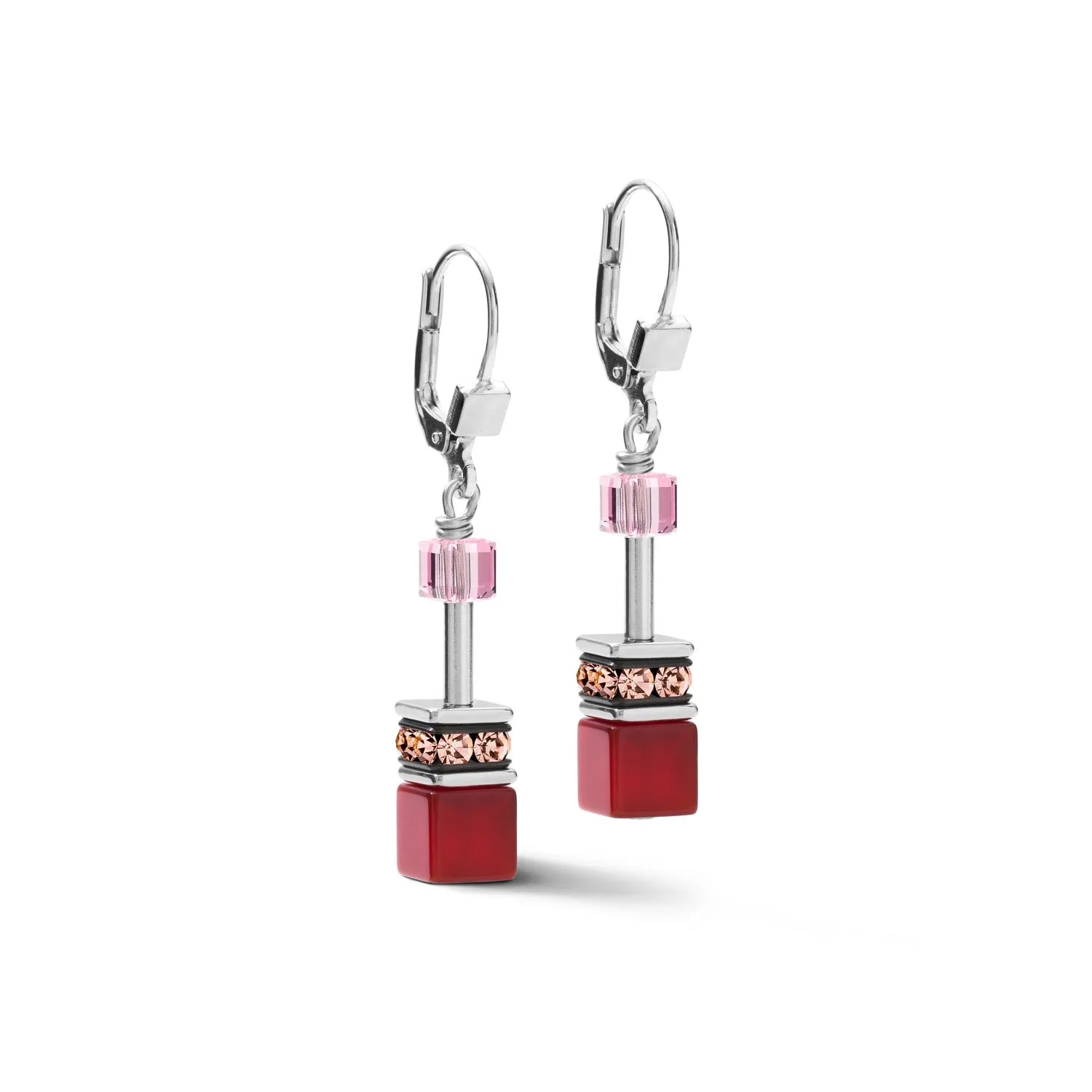 GeoCUBE Swarovski Crystals & Gemstones Red-Purple Earrings