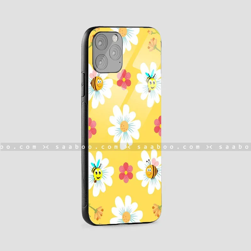 Glass Case With Yellow Flower