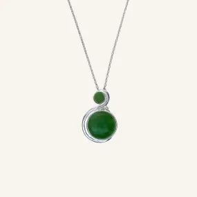 Greenstone & Silver - Koru Style Dual Stone Pendant