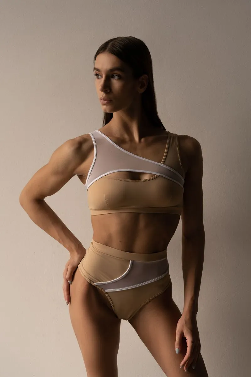 Hamade Activewear High Cut Bottoms - Beige