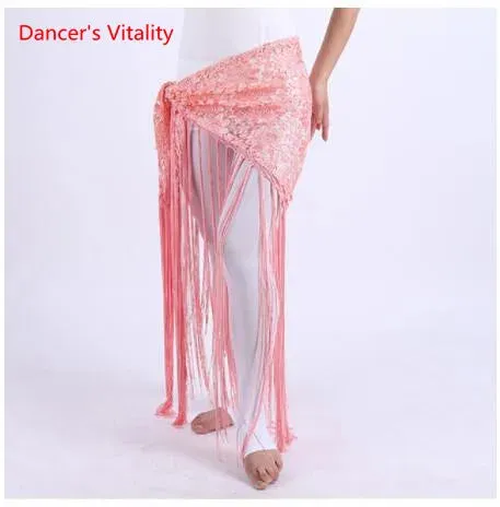 Hand-Made Clothes For Belly Dancing Women's Clothes For Dancing flowers Long Fringe Hand-Knitted Triangular Belt Belly Dance Hip