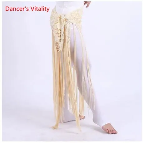 Hand-Made Clothes For Belly Dancing Women's Clothes For Dancing flowers Long Fringe Hand-Knitted Triangular Belt Belly Dance Hip