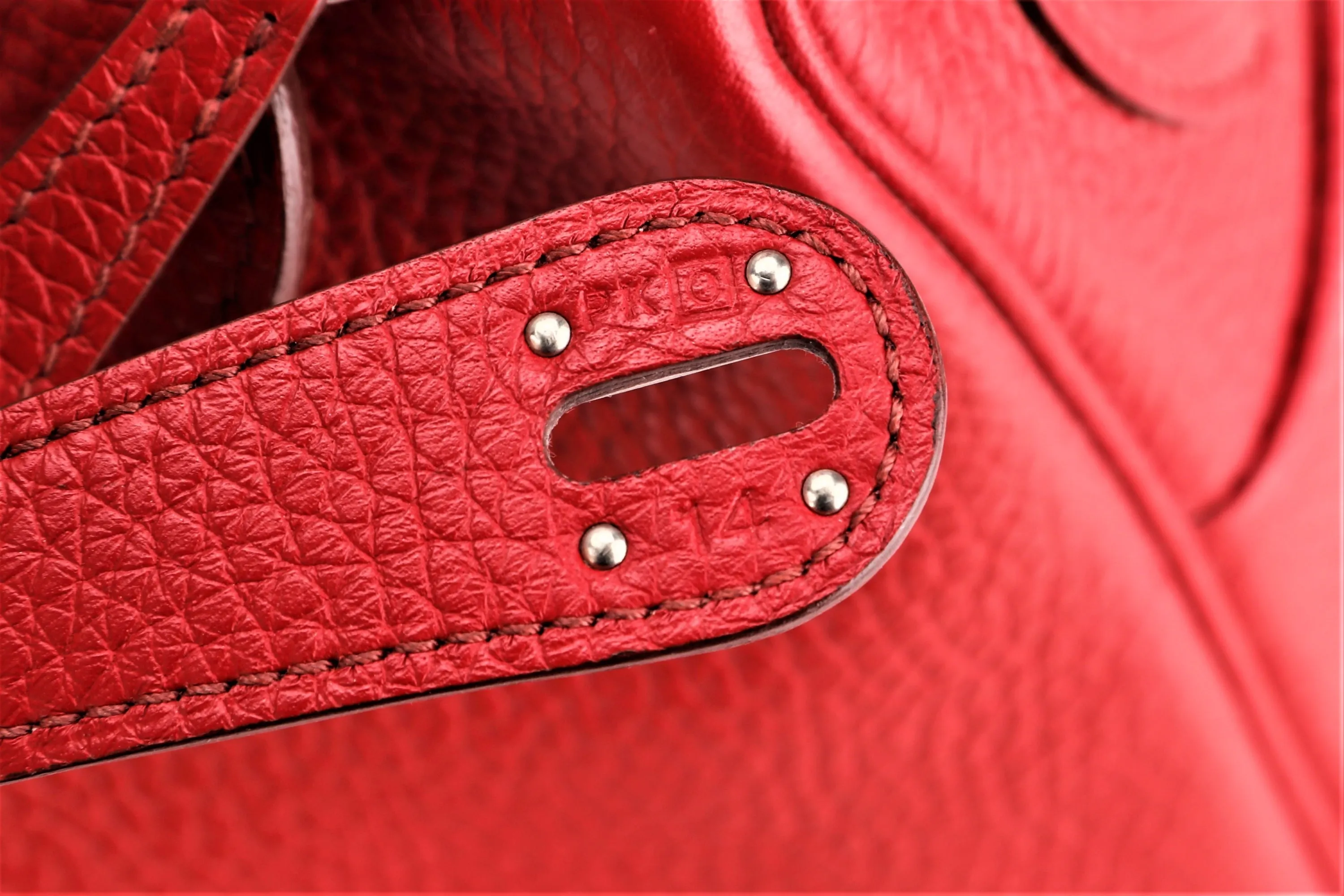 HERMES LINDY 34CM (STAMP O) ROUGE GARANCE COLOR TOGO LEATHER, SILVER HARDWARE, WITH DUST COVER