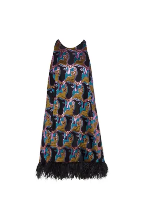 La Double J La Fenice Mini Dress with Feathers