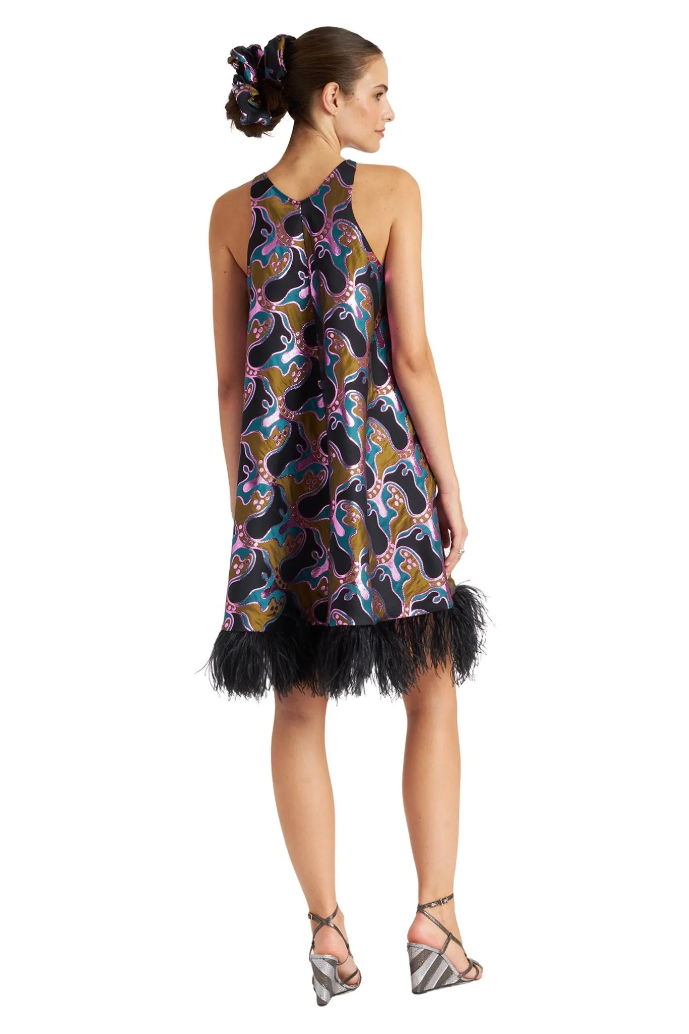 La Double J La Fenice Mini Dress with Feathers