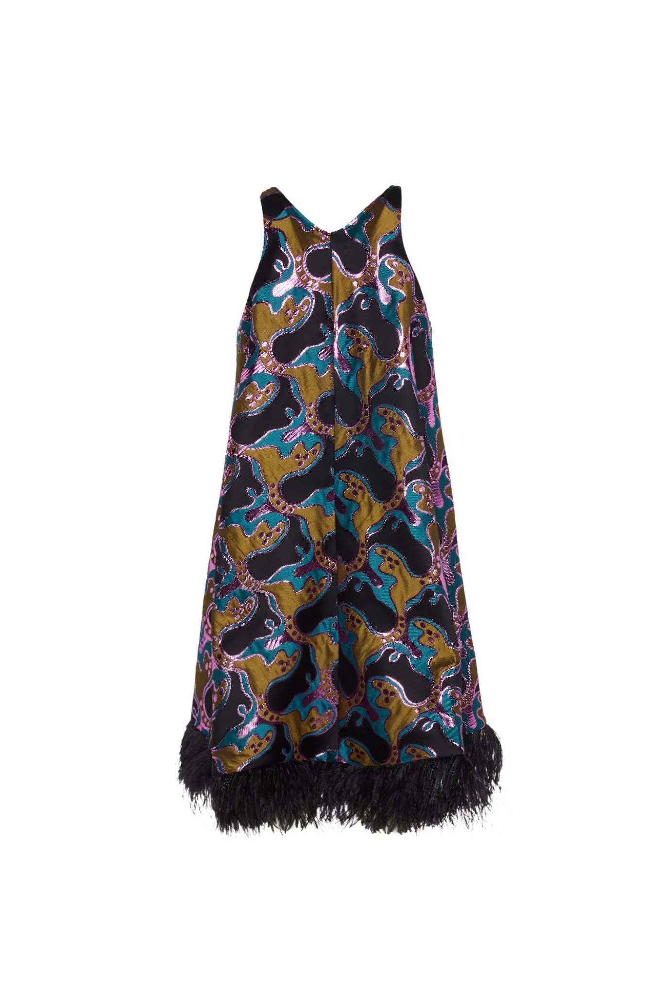 La Double J La Fenice Mini Dress with Feathers