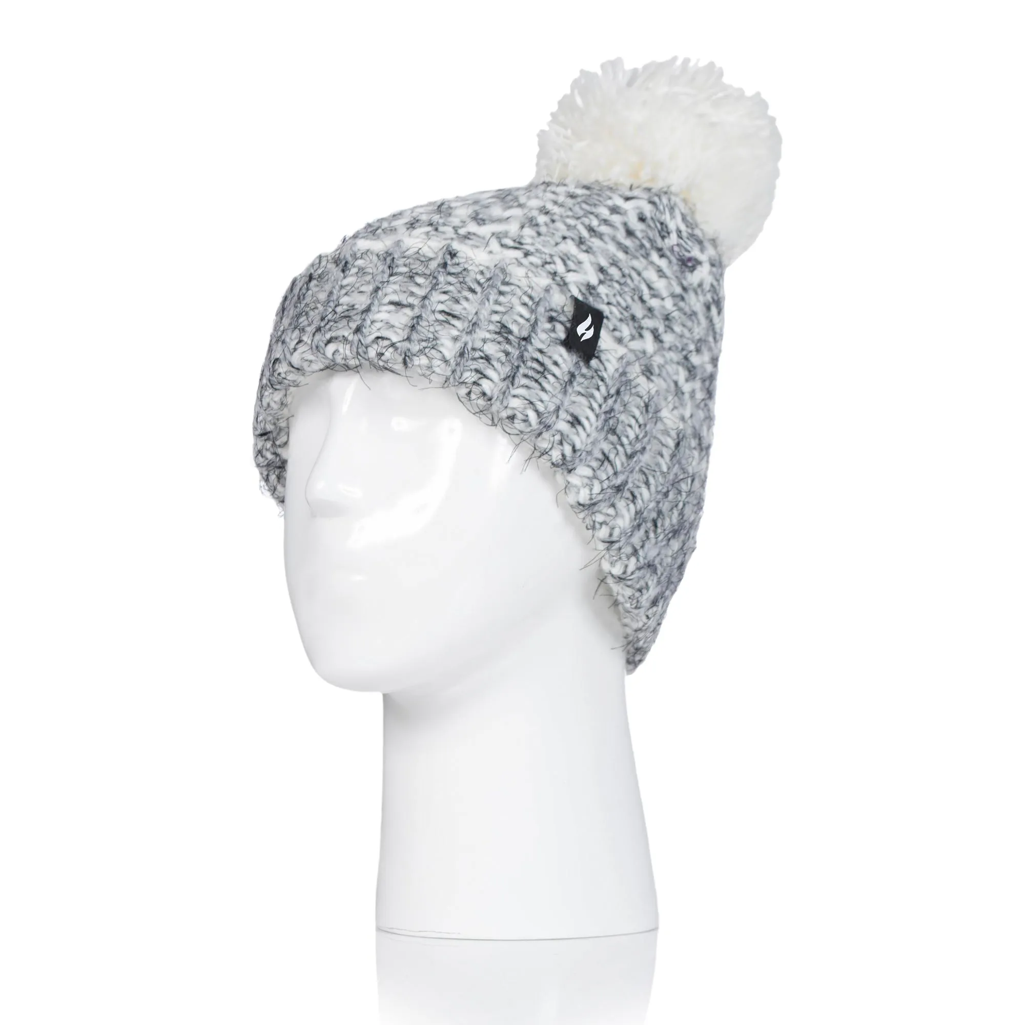 Ladies Lund Pom Pom Hat - Black & Cream