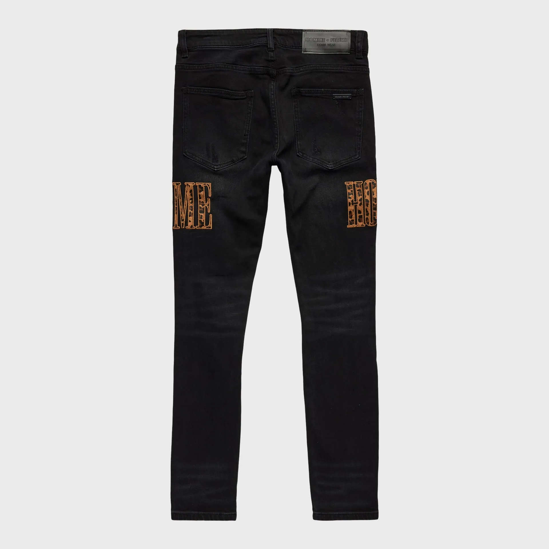 Letterman Denim Black With Cheetah Letters