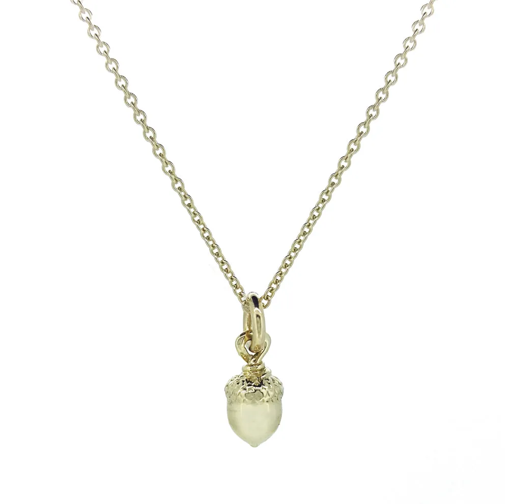 Little Acorn Solid Gold Necklace