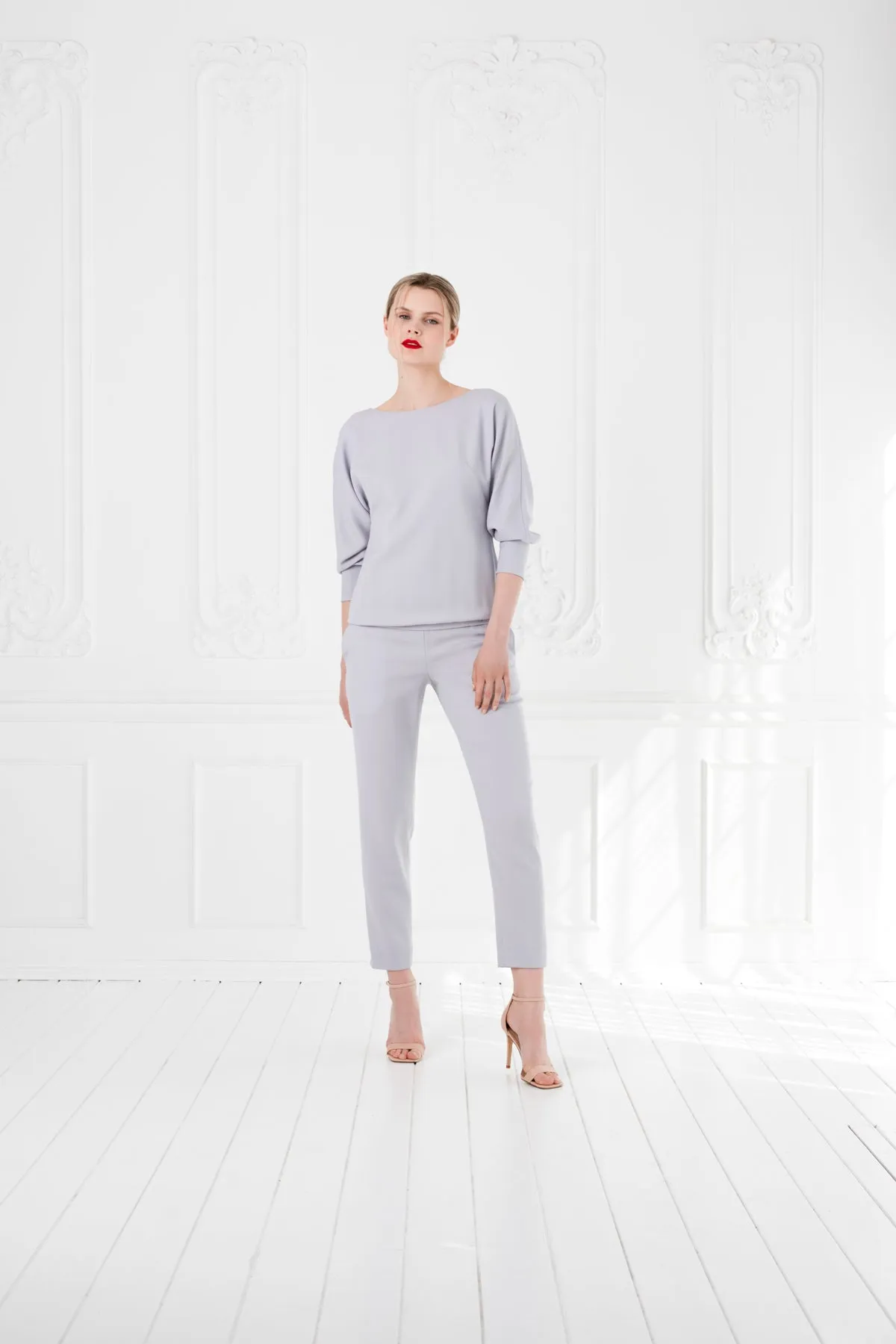 LITTORELLA LIGHT GRAY WOOL JUMPSUIT