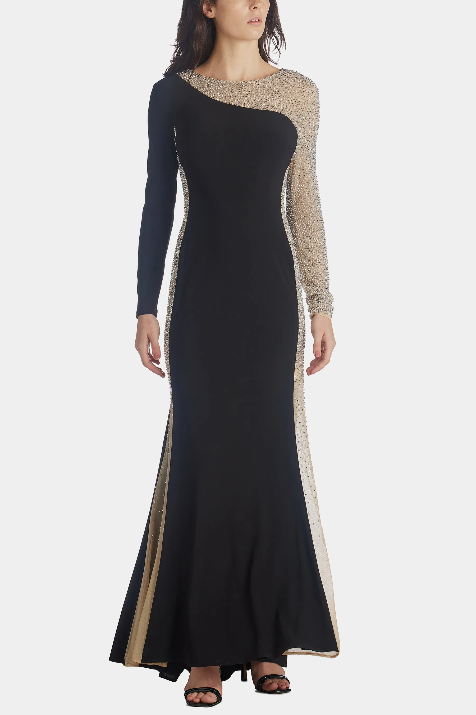 Long Ity Beaded Long Sleeve Dress