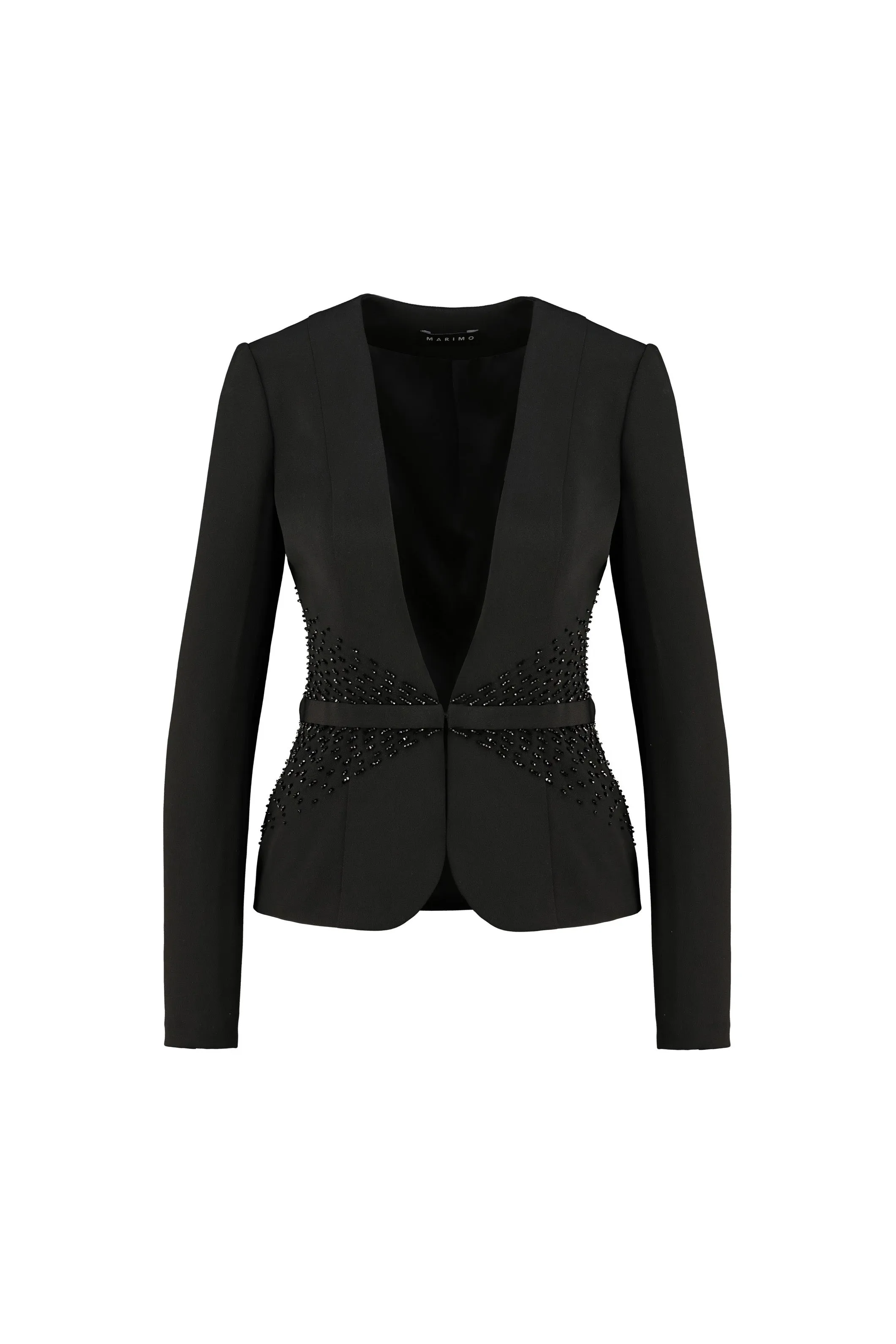 MEDINILLA LUXURIOUS BLACK SILK JACKET WITH CRYSTAL EMBROIDERY