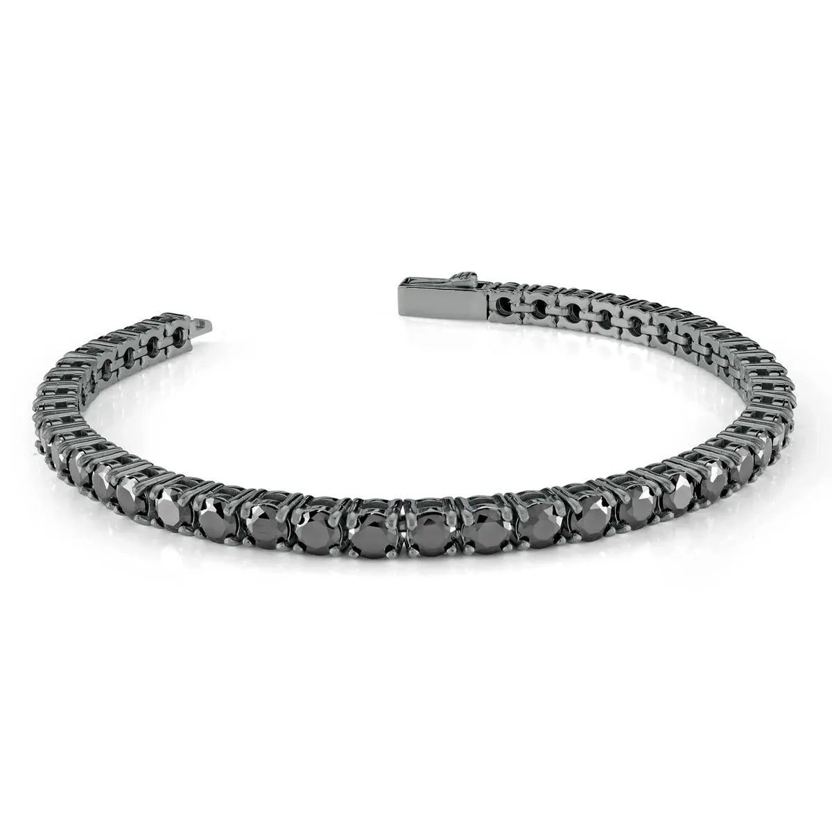 MEN'S GUNMETAL STEEL AND BLACK CUBIC ZIRCONIA TENNIS BRACELET