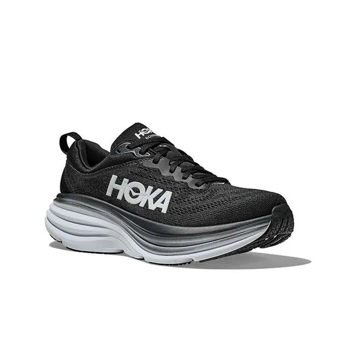 Mens Hoka Bondi 8 Extra Wide in Black/White