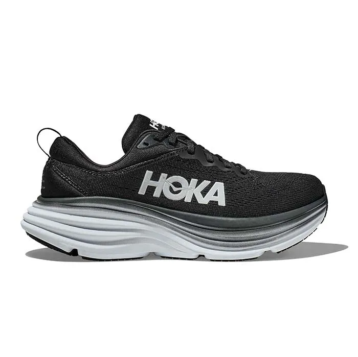 Mens Hoka Bondi 8 Extra Wide in Black/White