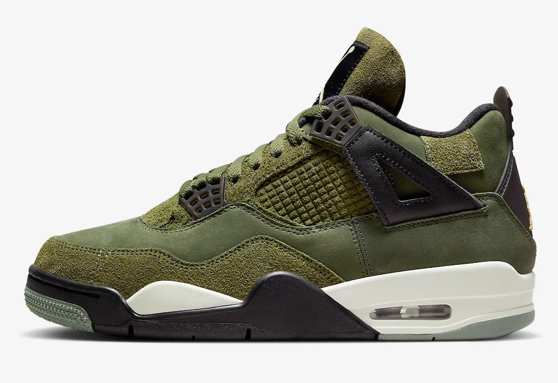 Nike Men's Jordan 4 Retro SE Shoes - Medium Olive / Pale Vanilla / Khaki / Black / Sail