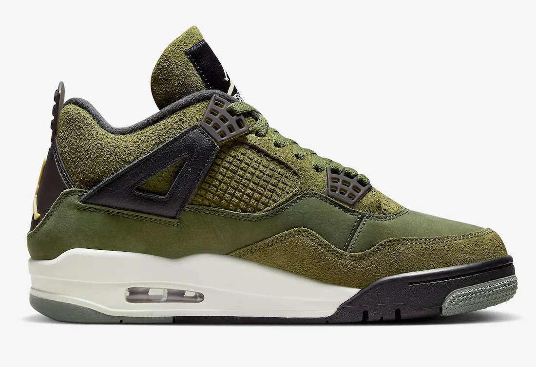 Nike Men's Jordan 4 Retro SE Shoes - Medium Olive / Pale Vanilla / Khaki / Black / Sail