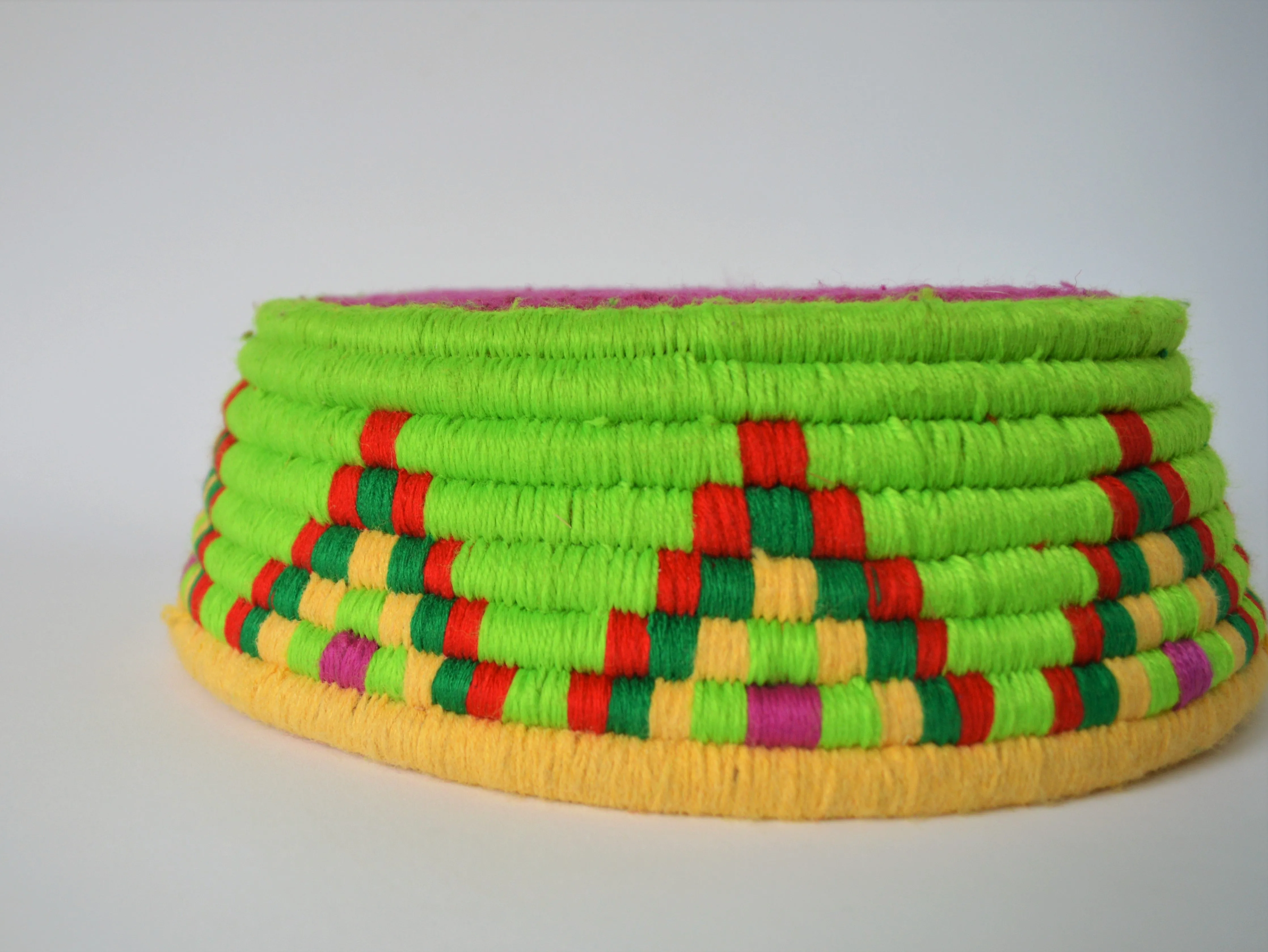 Nubian Egyptian wool palm fruit plate (Green)