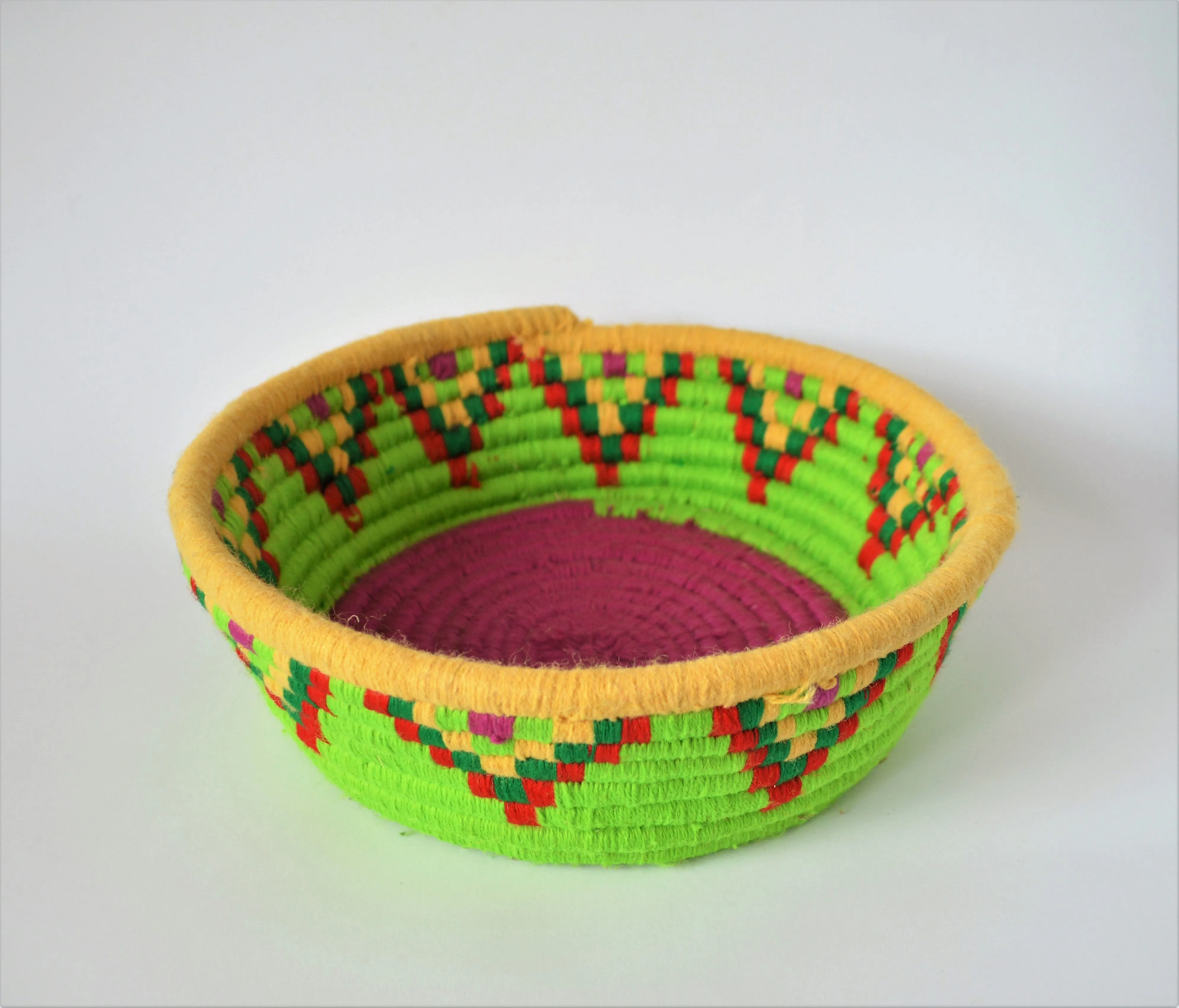 Nubian Egyptian wool palm fruit plate (Green)