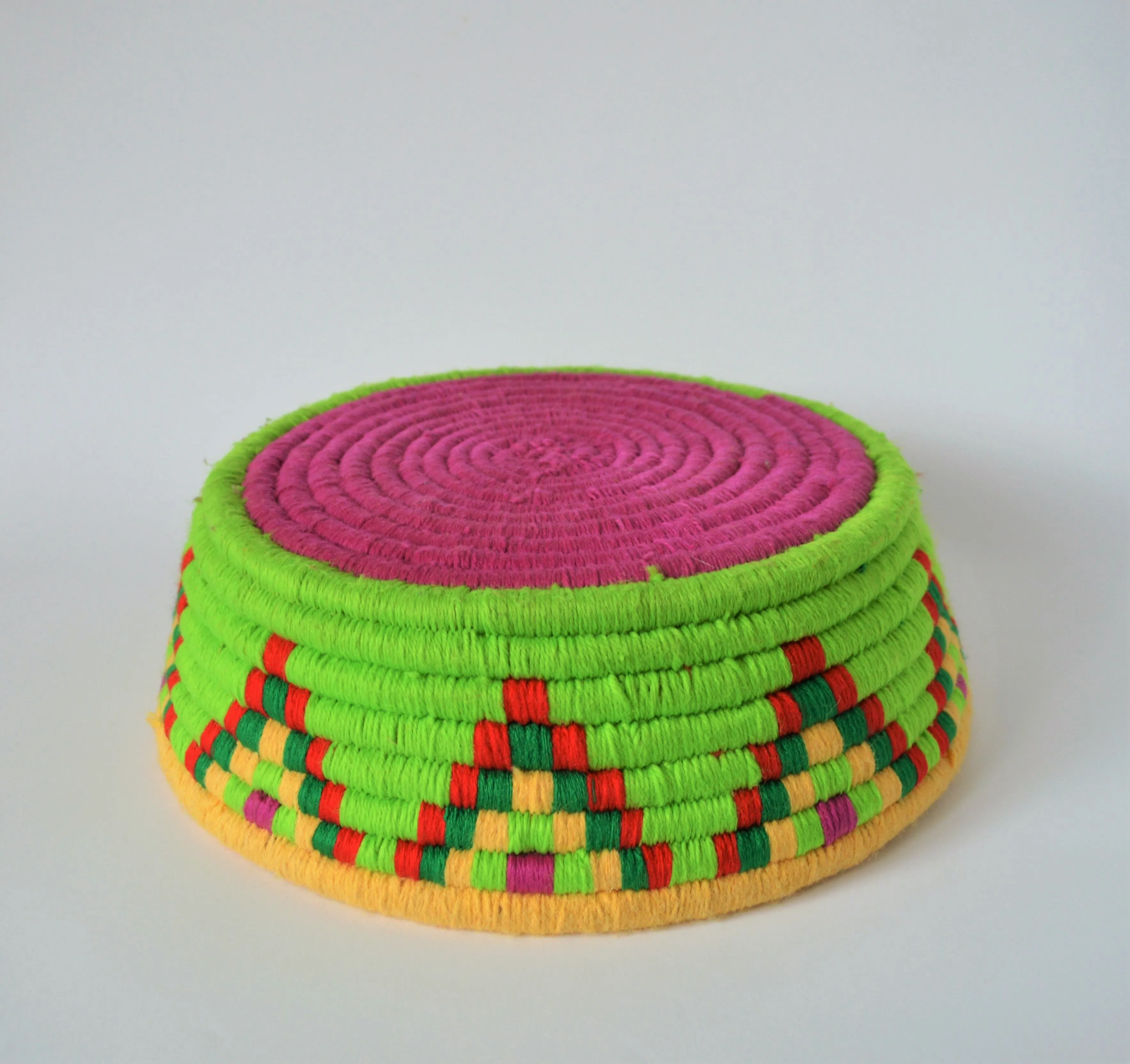 Nubian Egyptian wool palm fruit plate (Green)