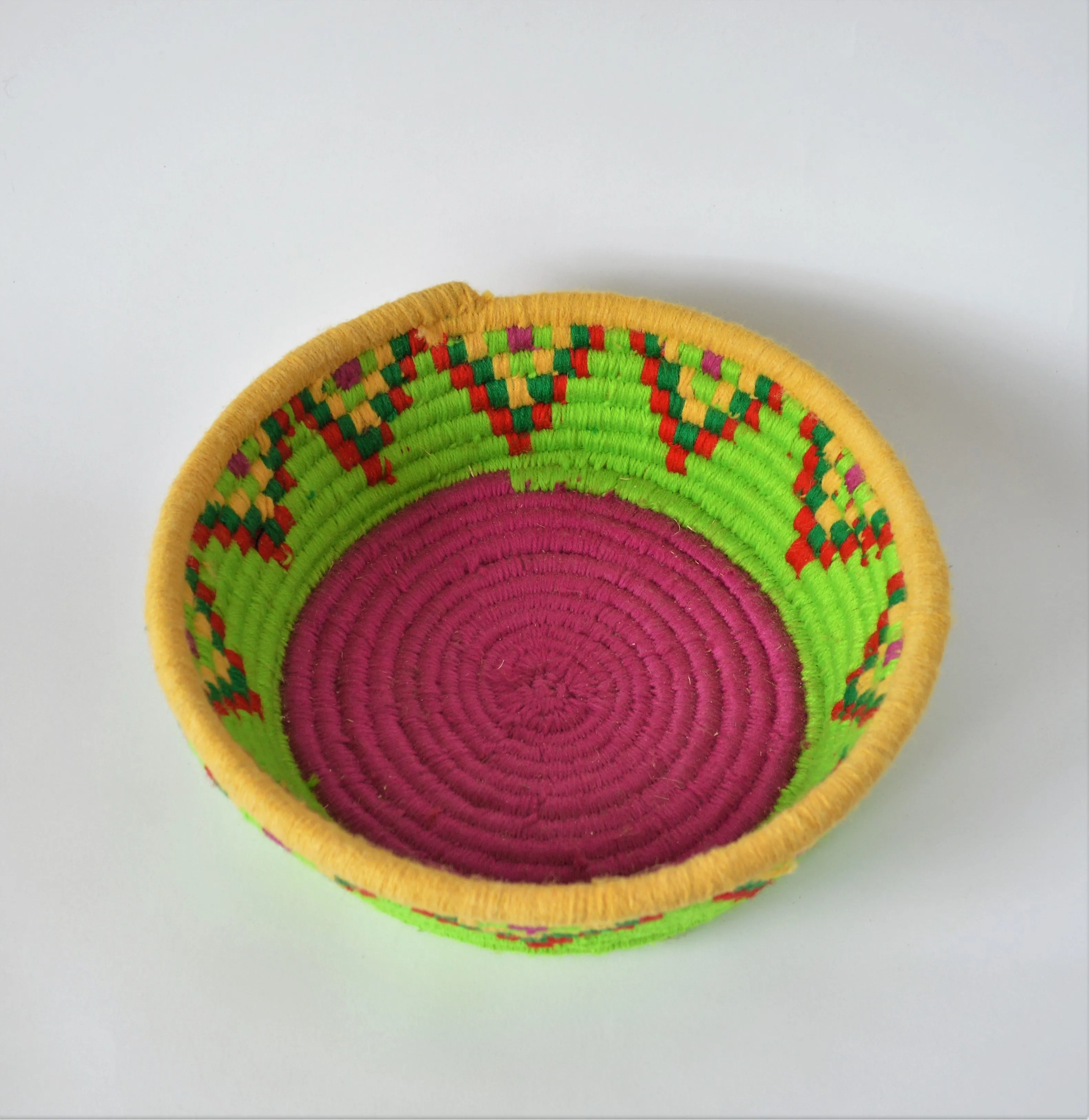 Nubian Egyptian wool palm fruit plate (Green)