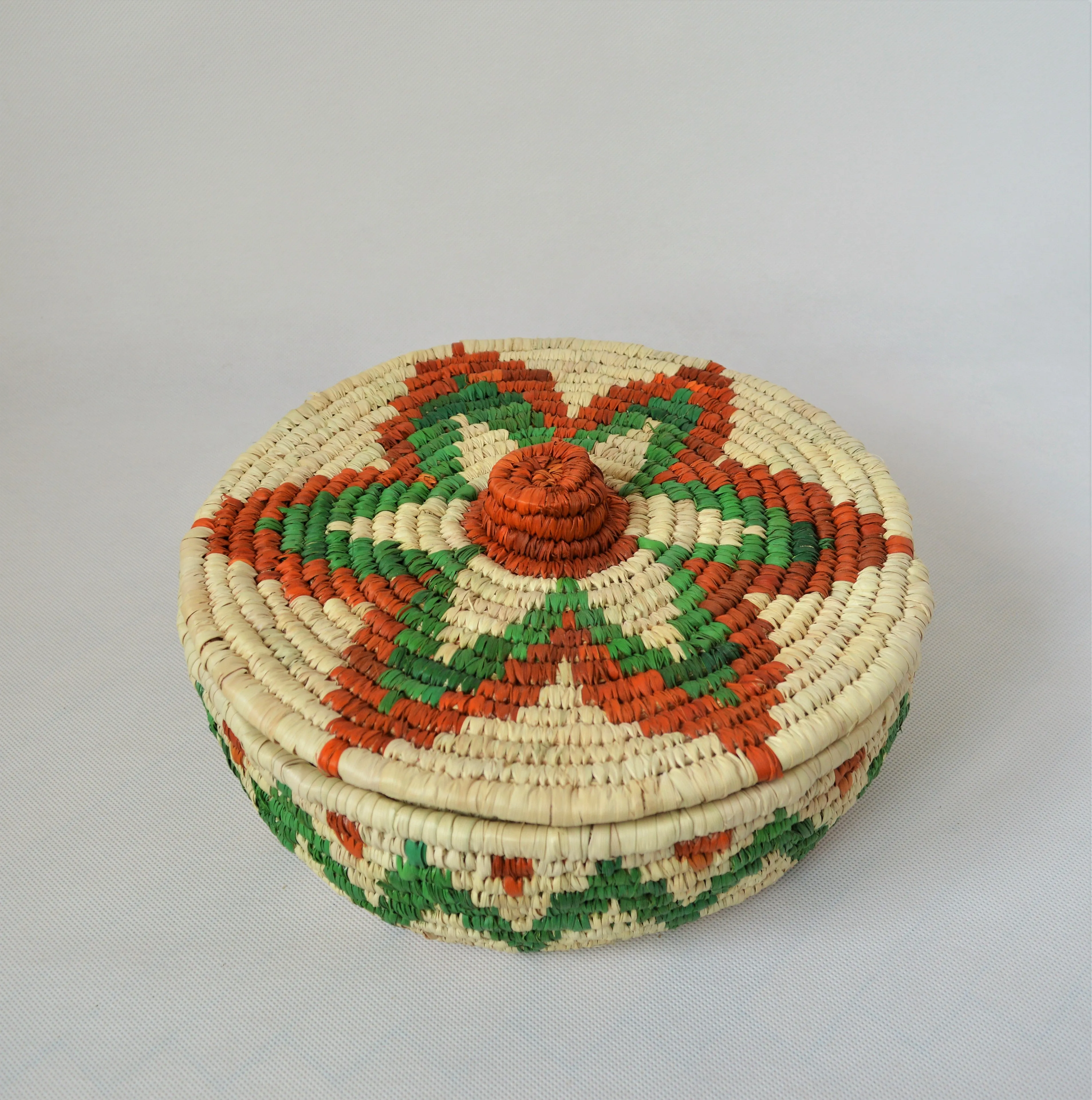 Nubian lidded bowl green and orange star