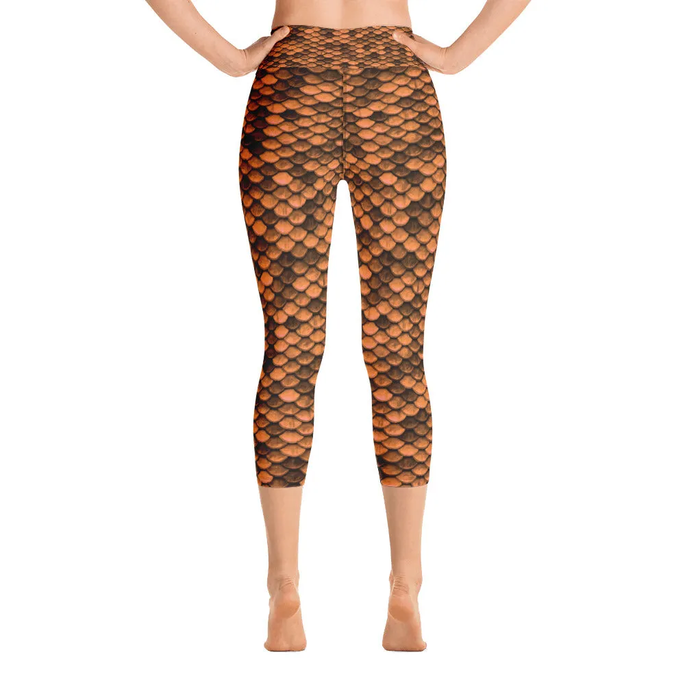 Orange Dragon Skin Yoga Capri Leggings