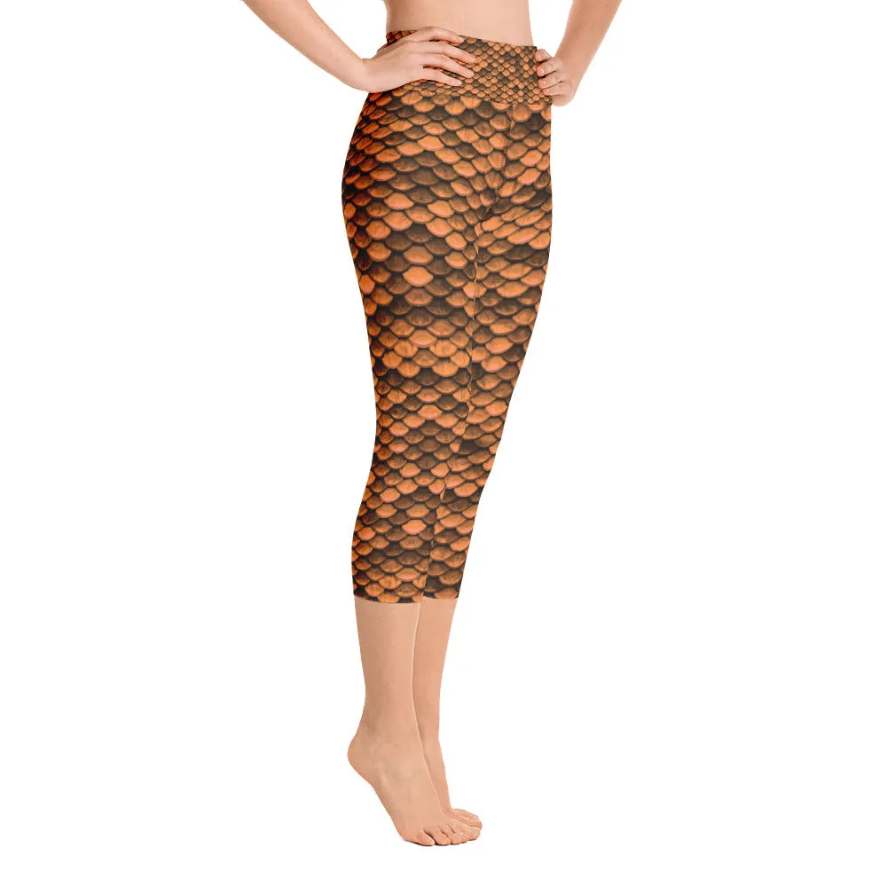 Orange Dragon Skin Yoga Capri Leggings