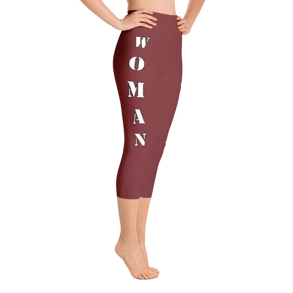 Our best viral leggings burgundy woman power white letters