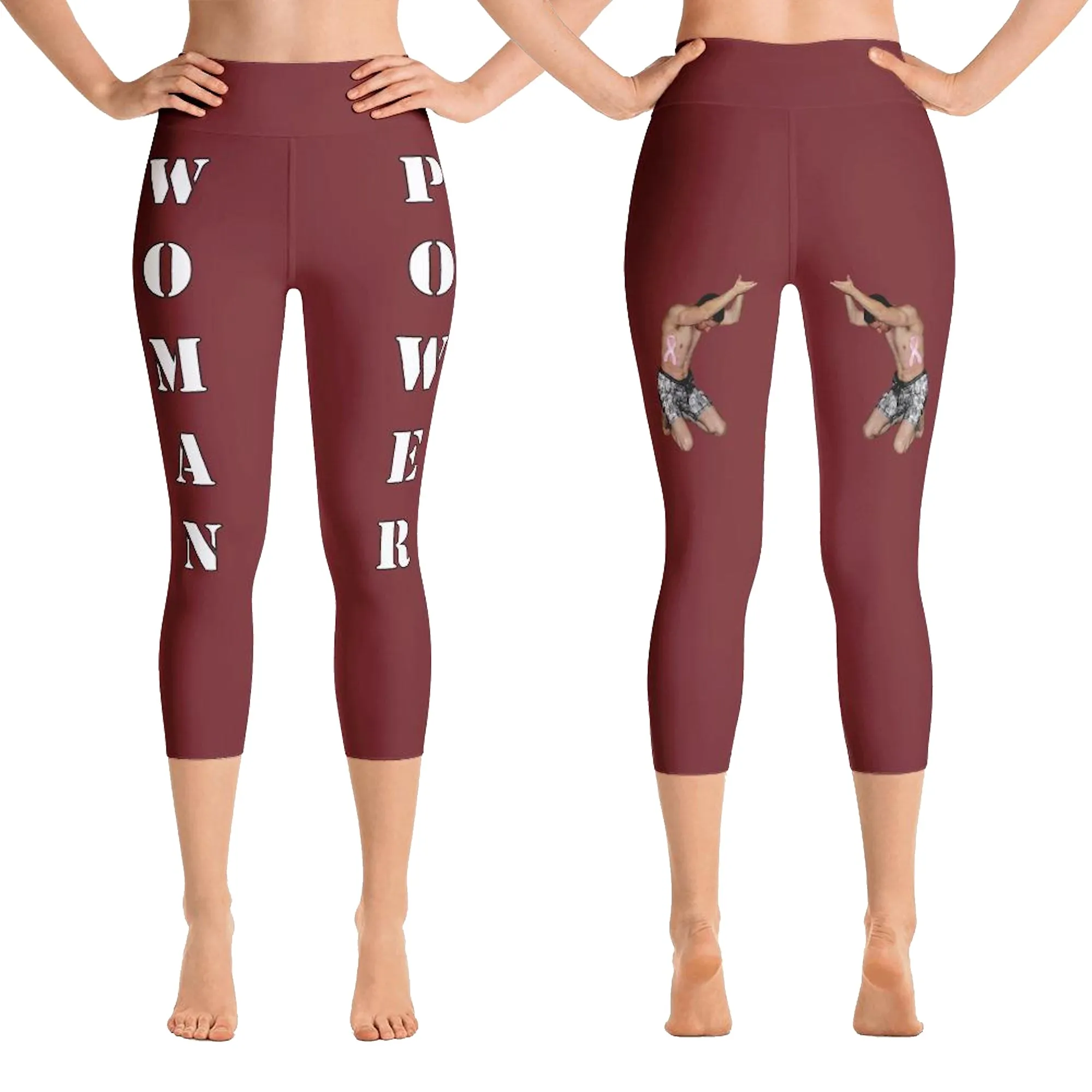 Our best viral leggings burgundy woman power white letters