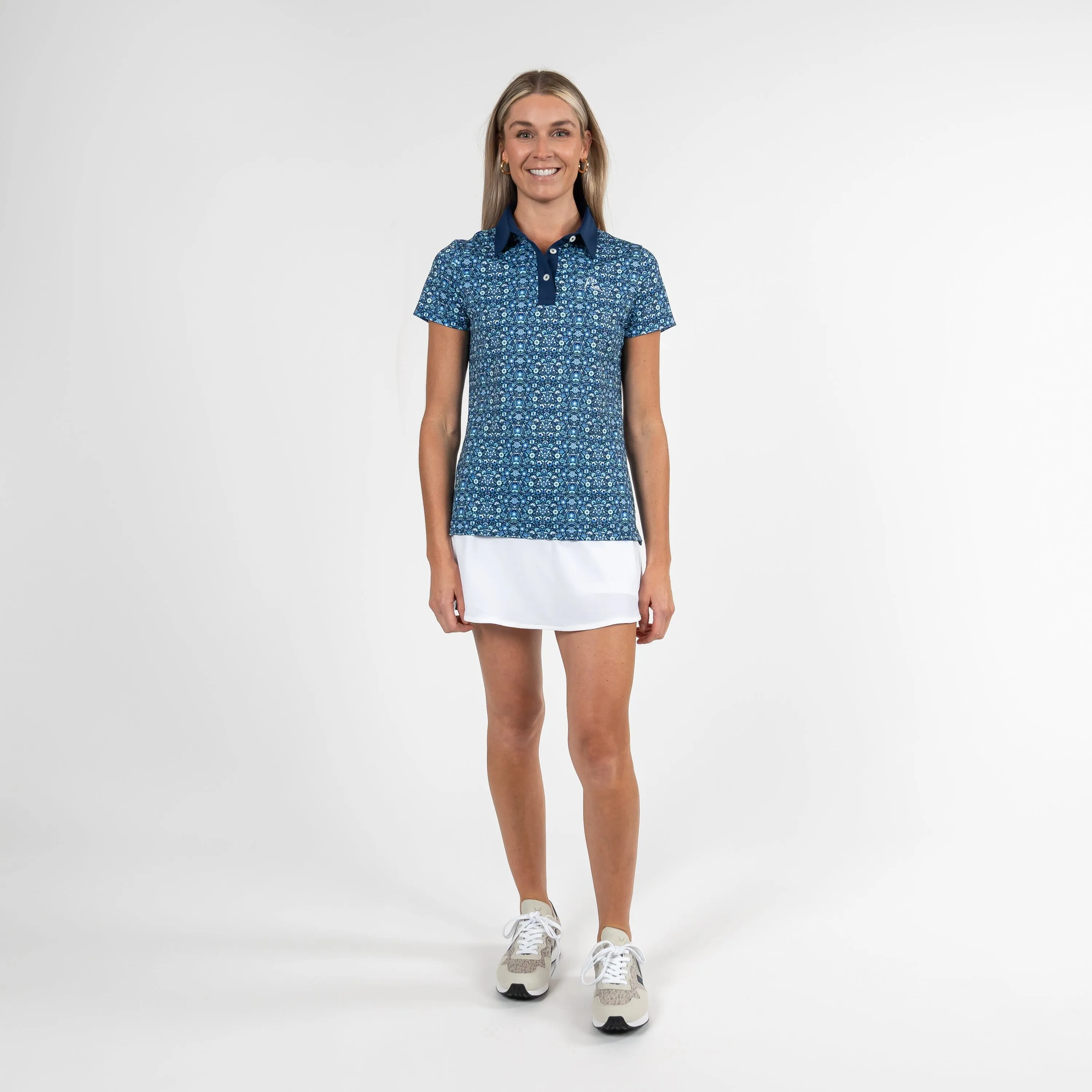 Passiflora Performance Polo | The Passiflora - Admiral Navy/Mint Green