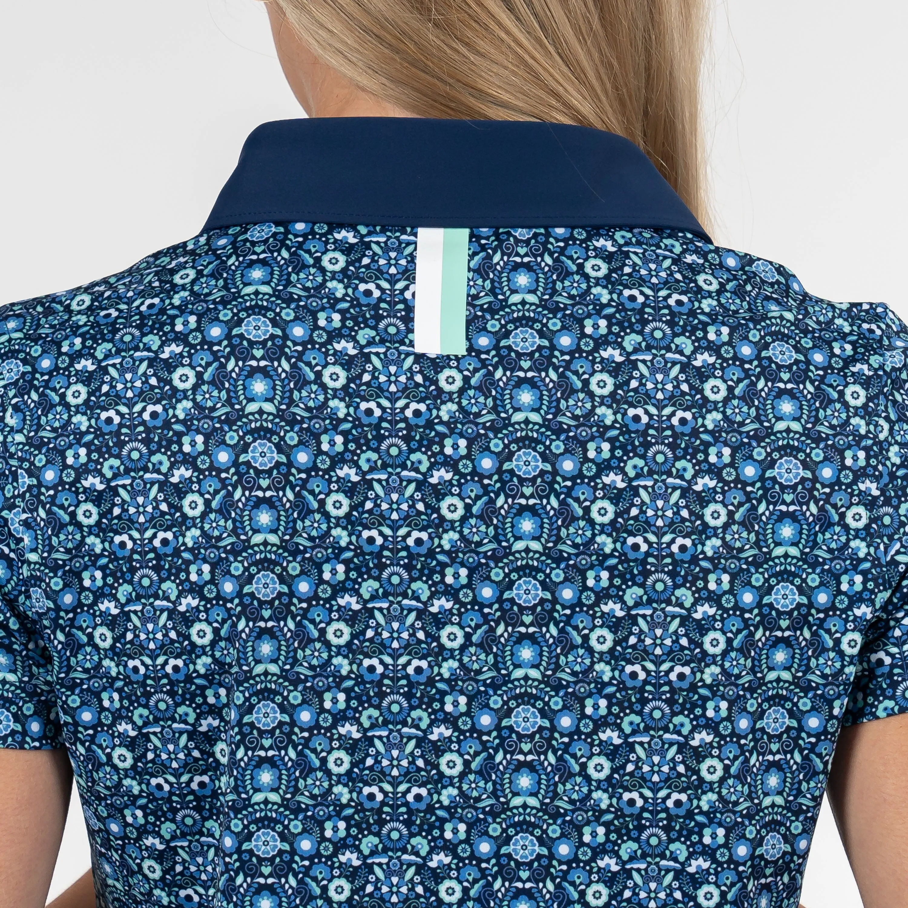 Passiflora Performance Polo | The Passiflora - Admiral Navy/Mint Green