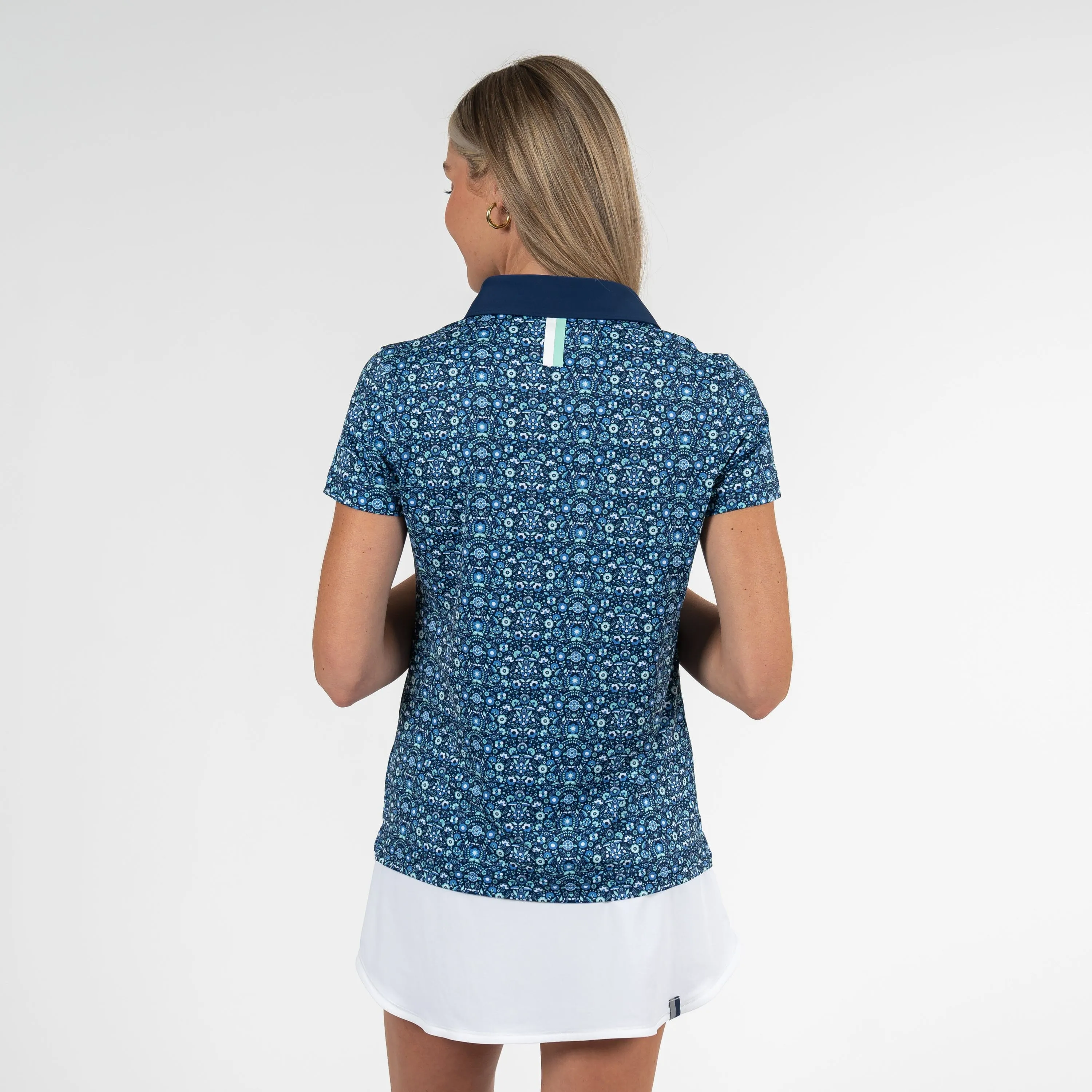 Passiflora Performance Polo | The Passiflora - Admiral Navy/Mint Green